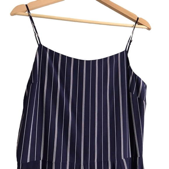 L’AGENCE Size 6 Silk Finley Button-Leg Stripe Jumpsuit Navy‎ White Lightweight - Picture 4 of 10